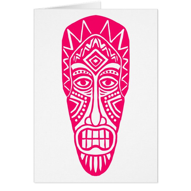 Tiki Mask - Neon Red Hälsningskort (Framsidan)