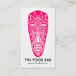 Tiki Mask - Neon Red on White Visitkort