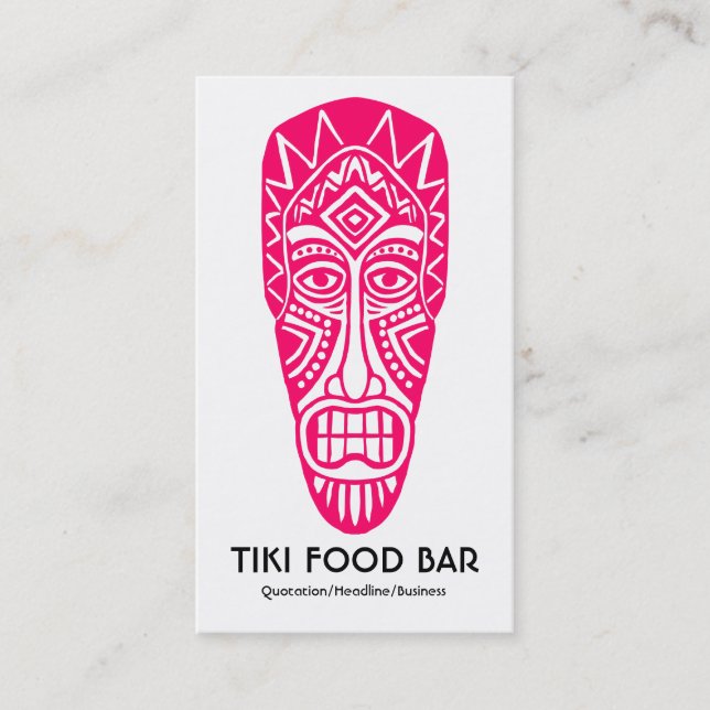 Tiki Mask - Neon Red on White Visitkort (Framsida)