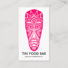 Tiki Mask - Neon Red on White Visitkort