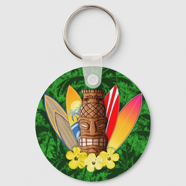 Tiki-mask och surfboard nyckelring (Framsida)