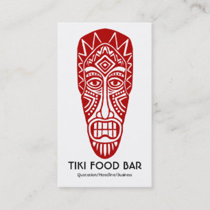 Tiki Mask - Ruby Red on White Visitkort