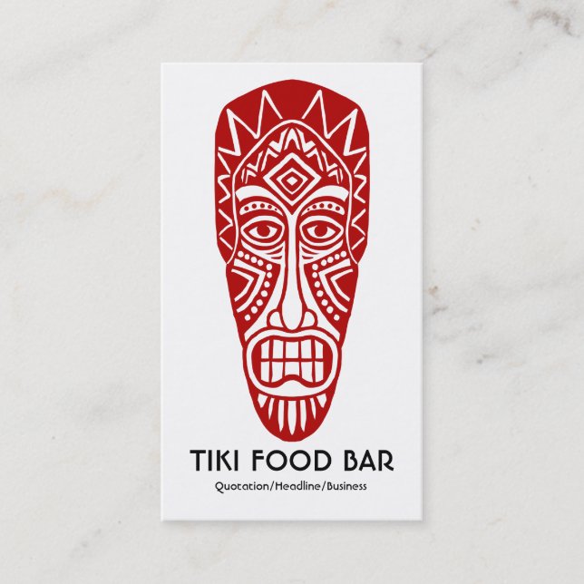 Tiki Mask - Ruby Red on White Visitkort (Framsida)