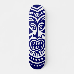 Tiki Mask Stil - flottan på vit mark (Retro) Old School Skateboard Bräda 21,6 Cm