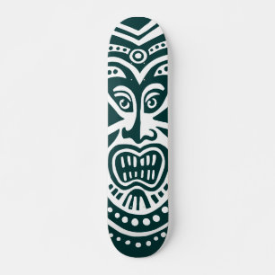 Tiki Mask Stil - Mörk grönt på Wood Old School Skateboard Bräda 21,6 Cm