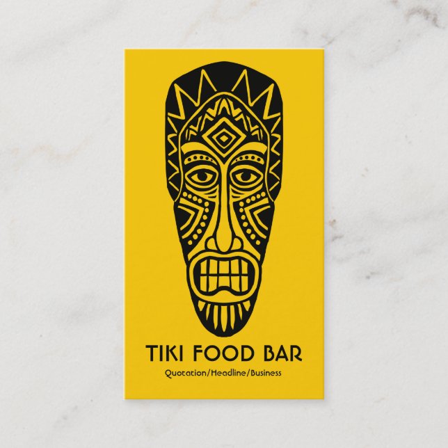 Tiki Mask - svart på gul Visitkort (Framsida)