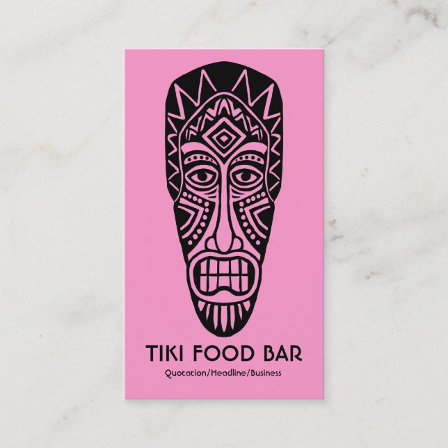 Tiki Mask - svart på Rosa Visitkort (Framsida)