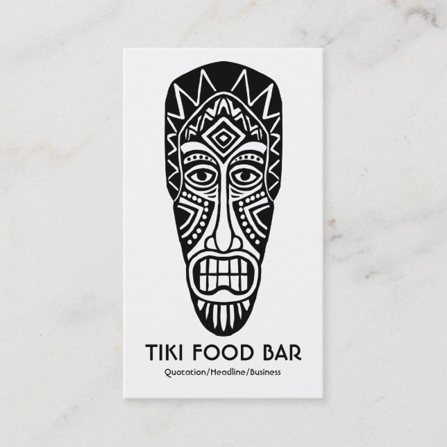 Tiki Mask - svart på vitt Visitkort (Framsida)