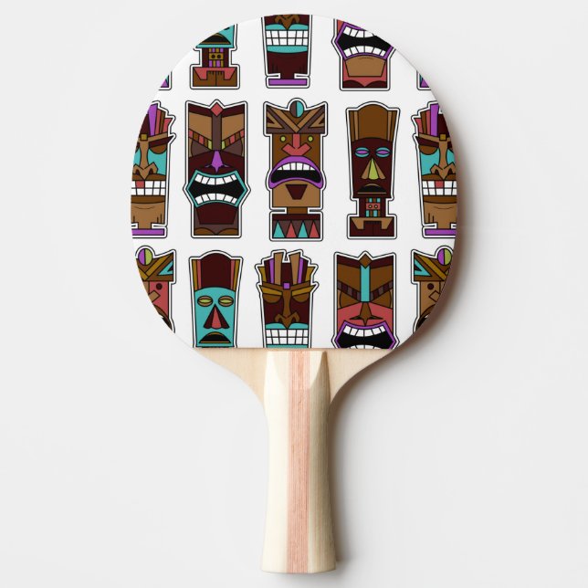 Tiki maskerar mönster pingisracket (Framsidan)