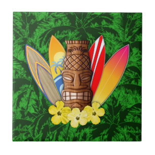Tiki maskerar och surfingbrädor kakelplatta
