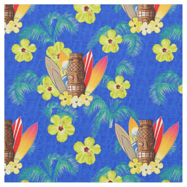 Tiki maskerar och surfingbrädor tyg (Närbild)