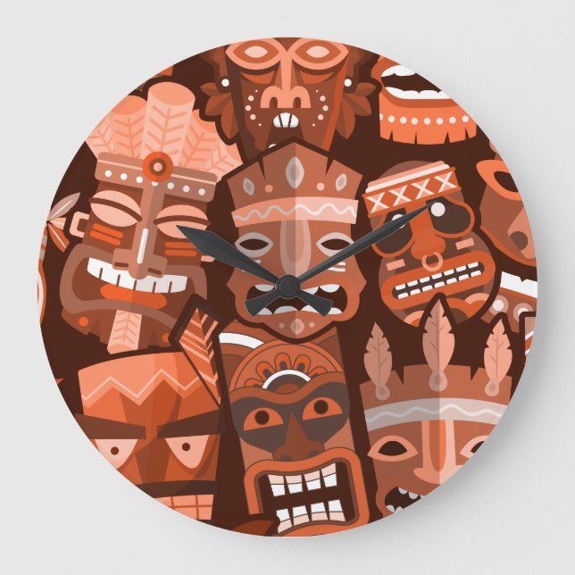 TIKI Mönster 2 Stor Klocka (Framsida)