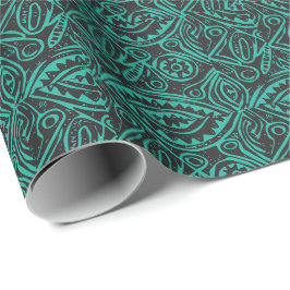 Tiki Mönster Black and Grönt Presentpapper