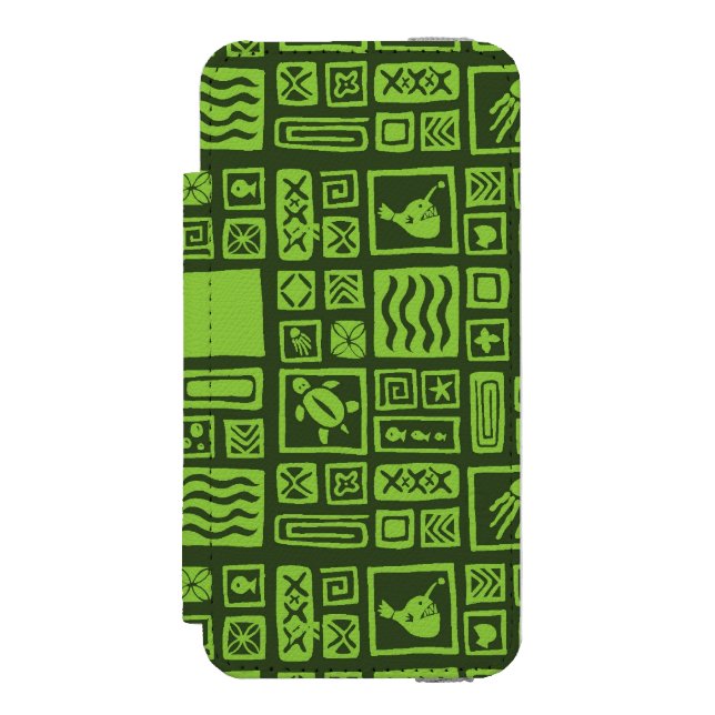 Tiki mönster incipio iPhone wallet skal (Folio Framsidan)