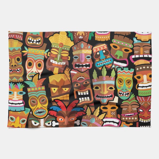 Tiki Mönster Kökshandduk (Horisontell)