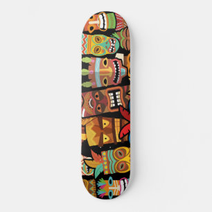 Tiki Mönster Mini Skateboard Bräda 18,5 Cm