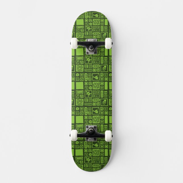 Tiki mönster mini skateboard bräda 18,7 cm (Framsida)