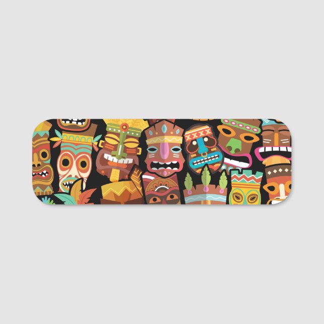 Tiki-mönster Namnbricka (Framsida)