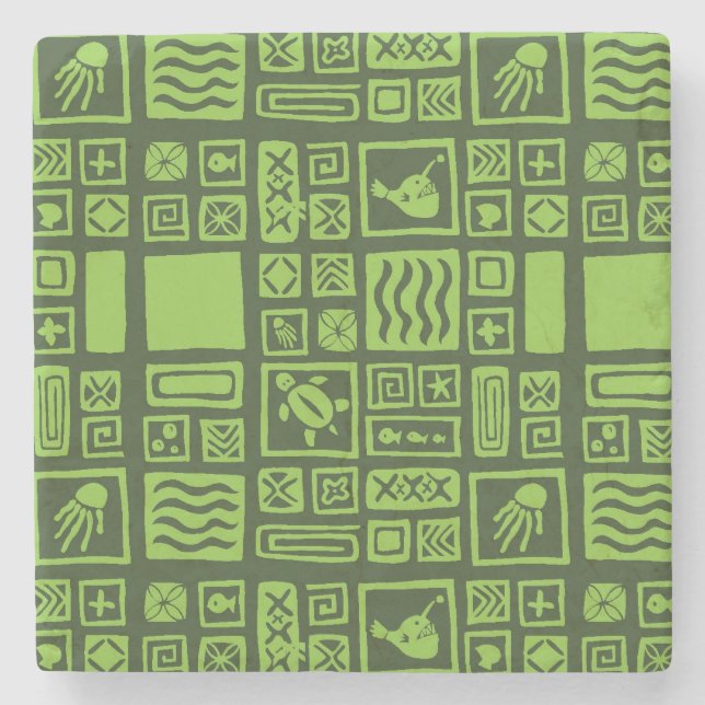 Tiki Mönster Underlägg Sten (Framsidan)