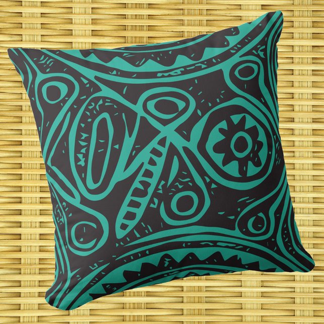 Tiki Mönster Vintage Melanesian Kudde (Skapare uppladdad)