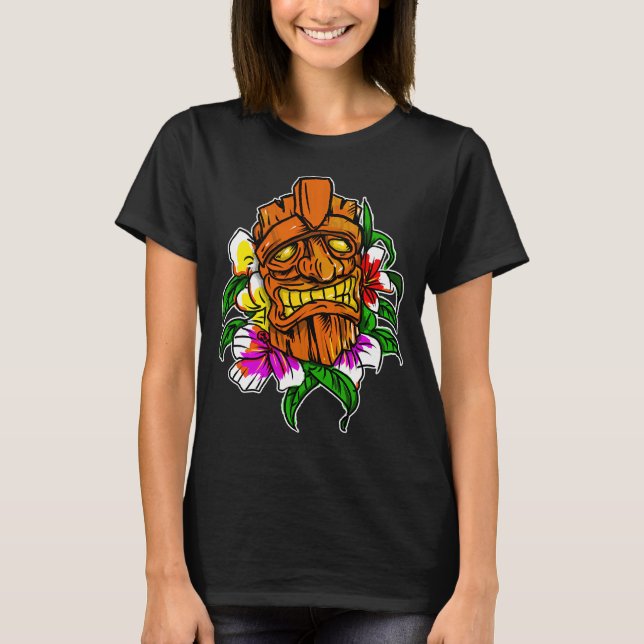 Tiki på en säng av blommor t shirt (Framsida)