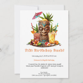 Tiki Party Birthday Invitation – Tropical Luau Inbjudningar