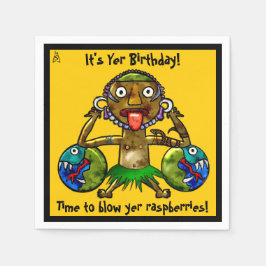 Tiki Party Funny Design på Gult (Personlig) Pappersservett