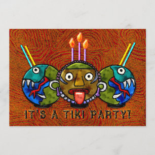 Tiki party (inbjudan 2-Sided) Inbjudningar