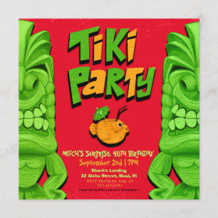 Tiki Party Surprise Birthday-inbjudan Inbjudningar