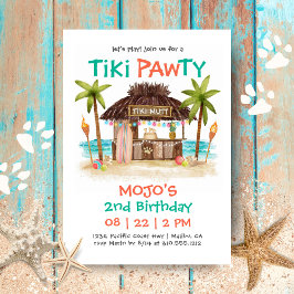 Tiki Pawty Tropical Beach Hund Party Inbjudningar