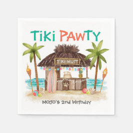 Tiki Pawty Tropical Beach Surfa Pet Hund Party Pappersservett