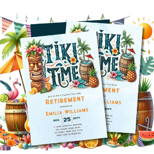 TIKI PENSION Tropical Luau Hawaiian Party Inbjudningar