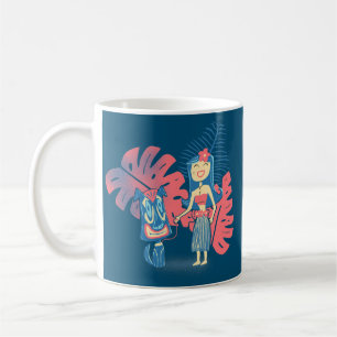 Tiki Pets Tropical Island Cute Girl med Tiki Hund Kaffemugg