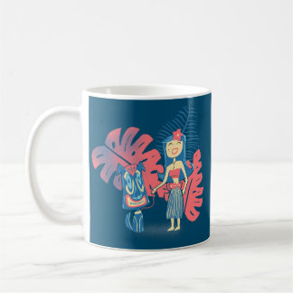 Tiki Pets Tropical Island Cute Girl med Tiki Hund Kaffemugg