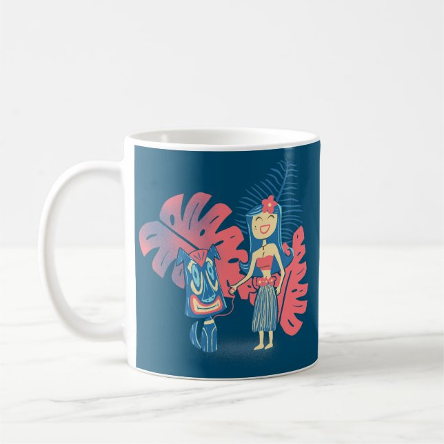 Tiki Pets Tropical Island Cute Girl med Tiki Hund Kaffemugg (Vänster)