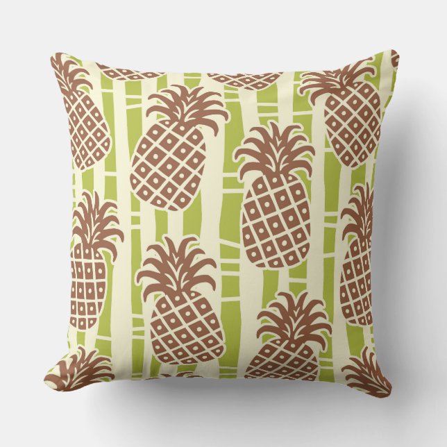 Tiki Pineapple Bambu Ränder Mönster Kudde (Framsida)