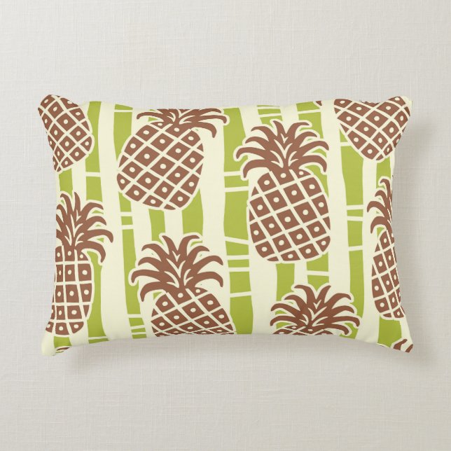 Tiki Pineapple Bambu Ränder Mönster Prydnadskudde (Framsidan)