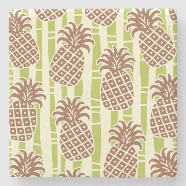 Tiki Pineapple Bambu Ränder Mönster Stenunderlägg (Framsidan)