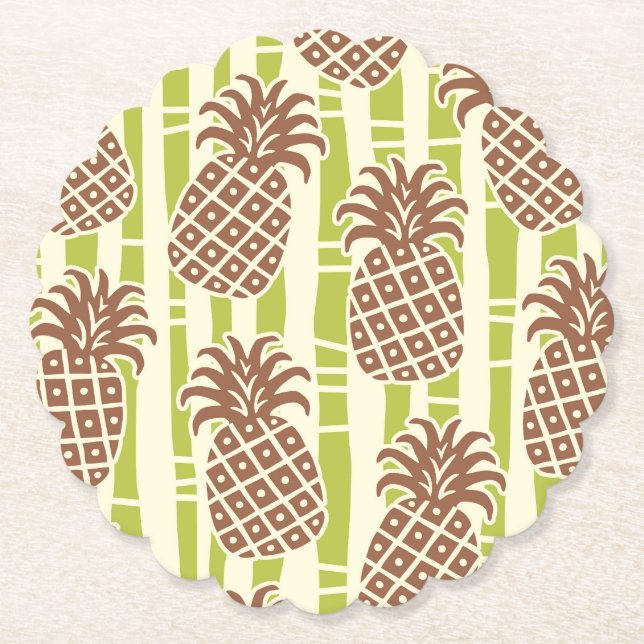 Tiki Pineapple Bambu Ränder Mönster Underlägg Papper (Framsida)