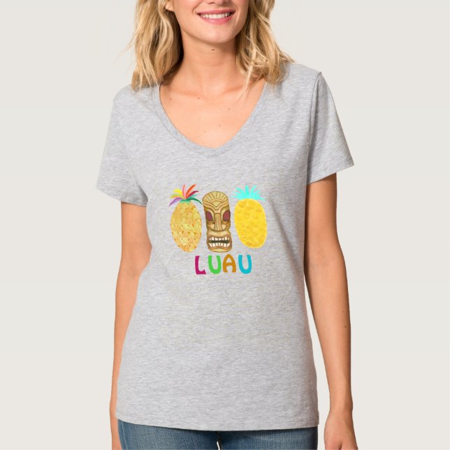  Tiki Pineapple Luau T-Shirt (Framsida)