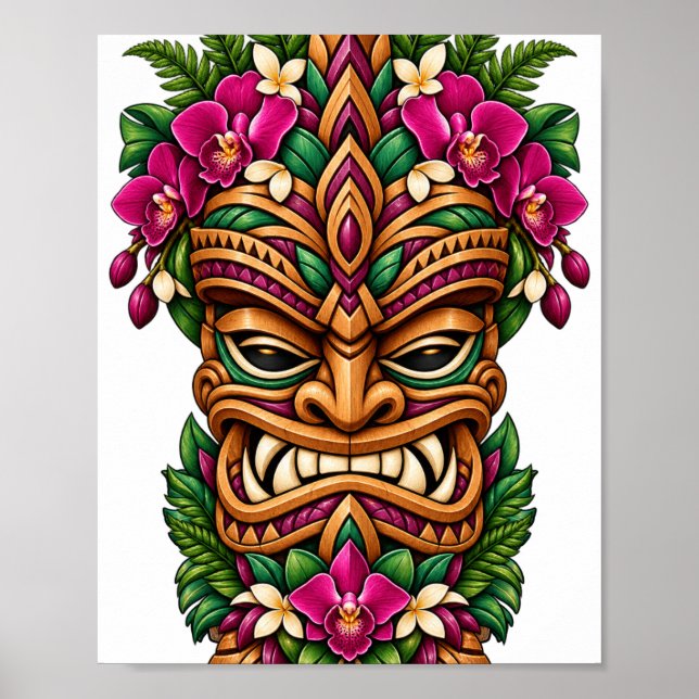 Tiki-poster med orkidéflamma poster (Framsidan)