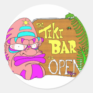 Tiki Pub är ÖPPEN Runt Klistermärke