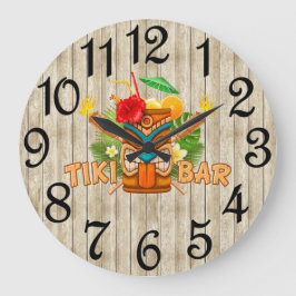 Tiki Pub Beige Acrylic Wall Clock Stor Klocka