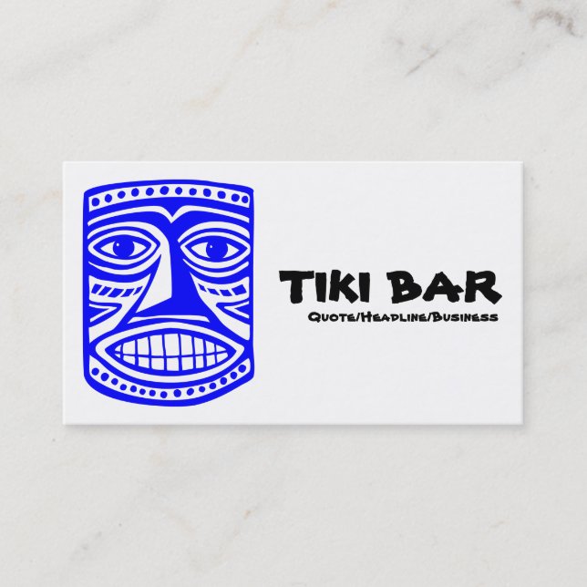 Tiki pub - blått, svart & vit visitkort (Framsida)