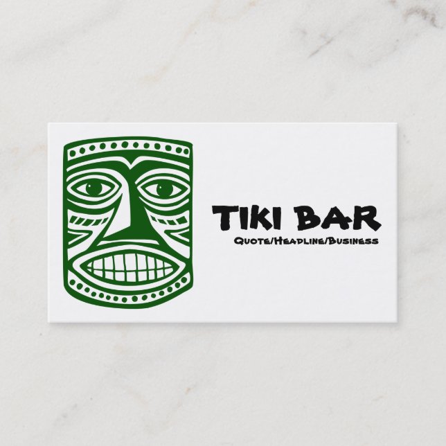 Tiki Pub - DK-Grönt, svartvitt Visitkort (Framsida)
