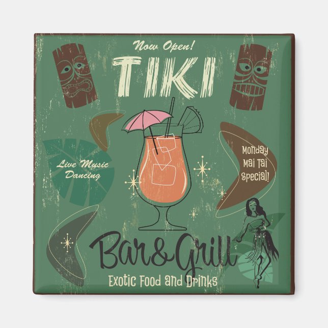 Tiki Pub&Grill Cocktail Magnet (Framsidan)