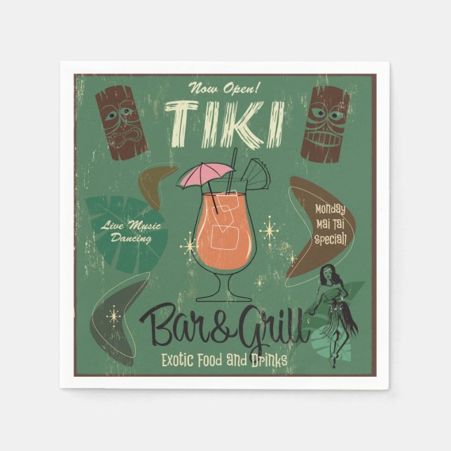 Tiki Pub&Grill Cocktail Napkins Pappersservett (Framsidan)