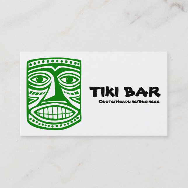 Tiki Pub - Grönt, svartvitt Visitkort (Framsida)