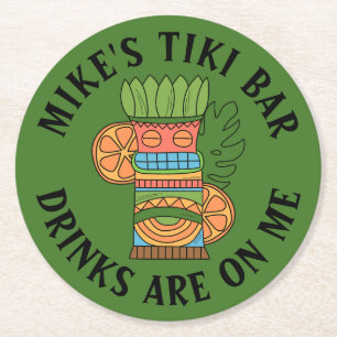 TIKI PUB Lägg till ditt namn Pappert Underlägg Papper Rund
