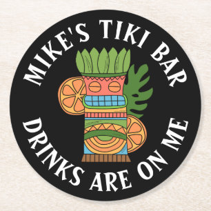 TIKI PUB Lägg till ditt namn Underlägg Papper Rund